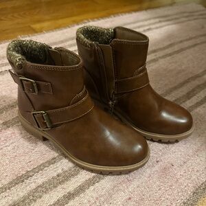 Wonder Nation Brown Leather Girls Boots - Size 13